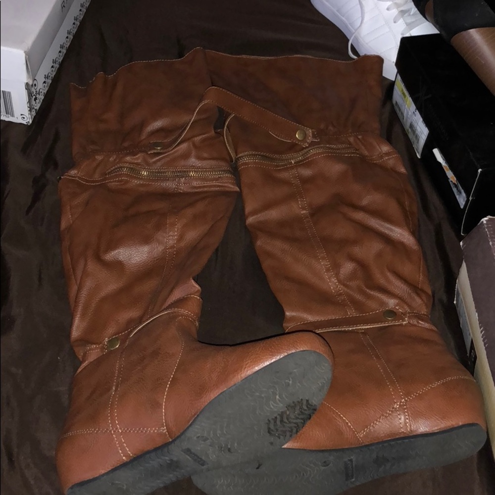 Brown over the knee boots